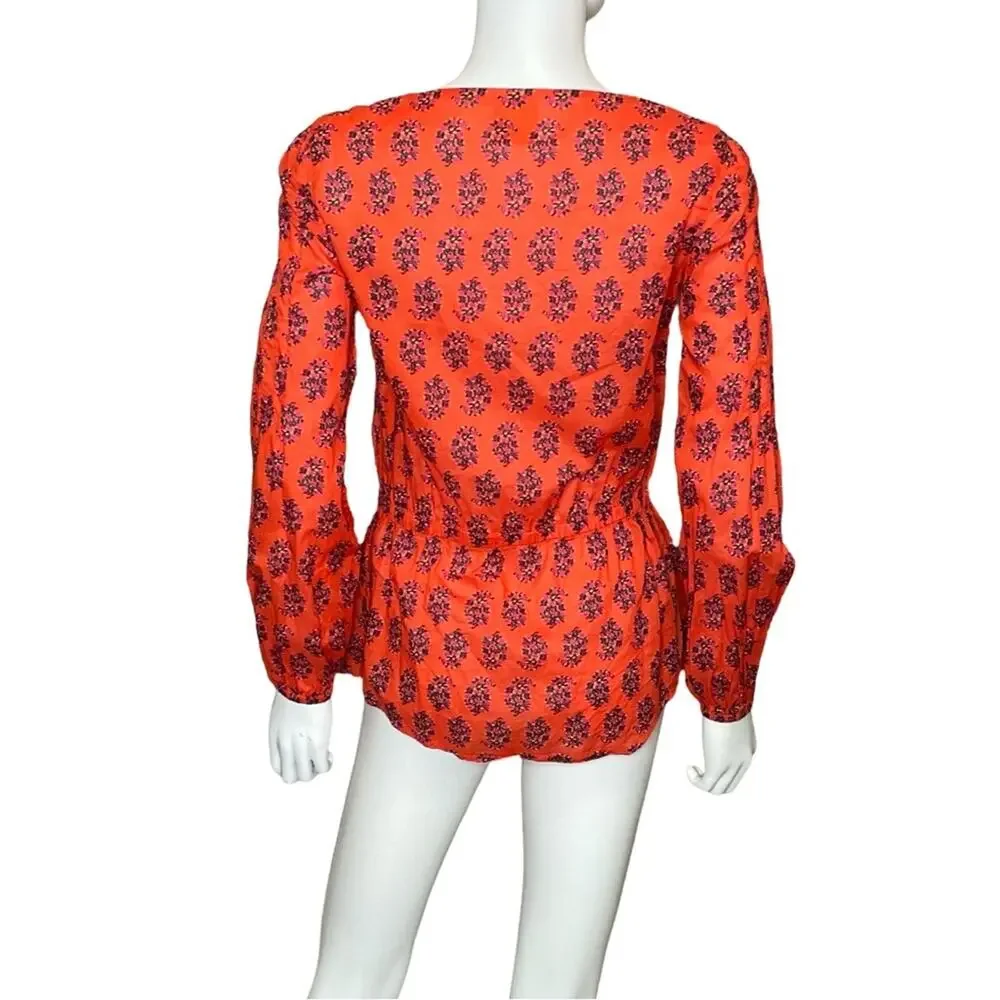 Tory Burch Evelina Tunic Floral Print Blouse Women’s Sz 2